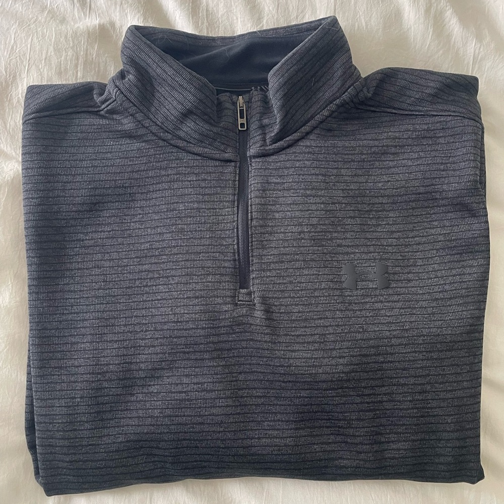 Under Armour Storm Dark Gray/Black Striped 1/4 Zip Golf Pullover